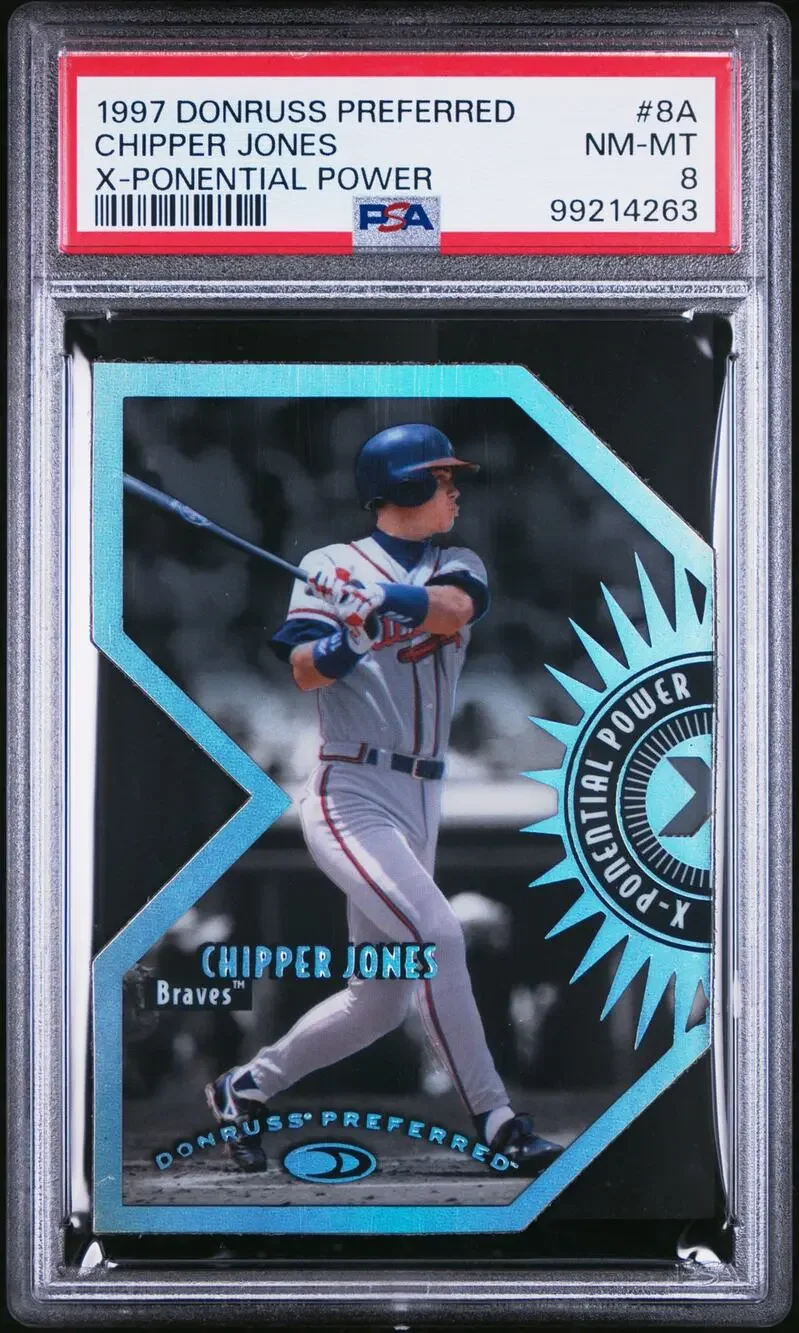 1997 Donruss Preferred X-Ponential Power #8a Chipper Jones /3000 PSA 8 Braves